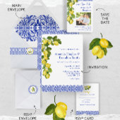 Numéros de table en carreaux bleus et citron itali