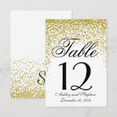 Numéros de table en confettis dorés pailletés (Devant / Derrière)