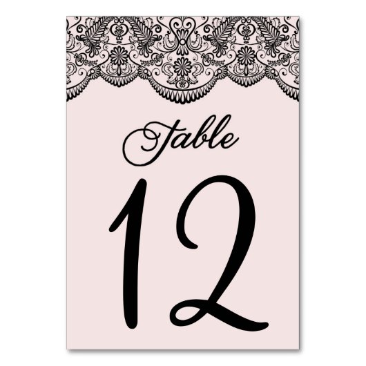 Numéros de table en dentelle de brocart rose et no (Dos)