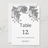 Numéros de table en dentelle florale à paillettes (Devant)