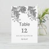 Numéros de table en dentelle florale à paillettes (Debout devant)