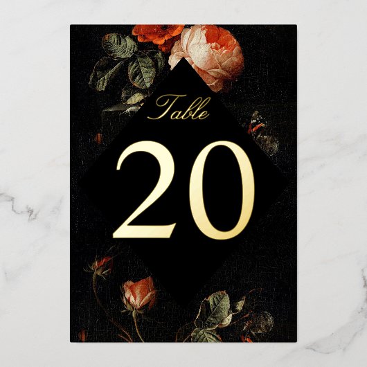 Numéros de table en feuille de roses florales roma (Recto)
