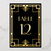 Numéros de table en noir et or feuille style Art D (Devant)