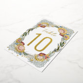 Numéros de table en or feuille Boho Fleurs esquiss (Rotation)