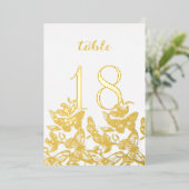 Numéros de table en or papillons esquisssés Boho (Debout devant)