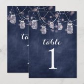 Numéros de table en pot Mason tableau bleu (Devant / Derrière)