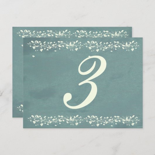 Numéros de table en soie bleue (Devant / Derrière)
