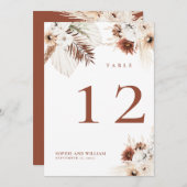 Numéros de table en terre cuite florale Boho (Devant / Derrière)