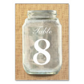 Numéros de table en toile de jute et pot Mason pou (Dos)