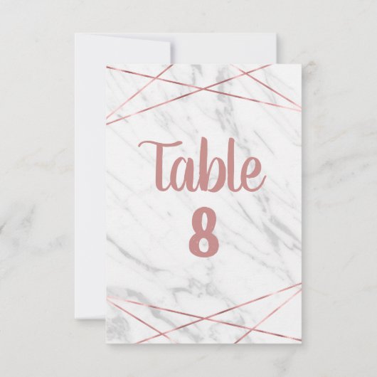 Numéros de table en triangle or rose marbre blanc (Dos)