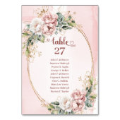 Numéros de table en verdure florale rose poudrée b (Dos)