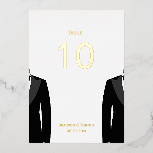 Numéros de table en véritable feuille d'or pour un (Recto)