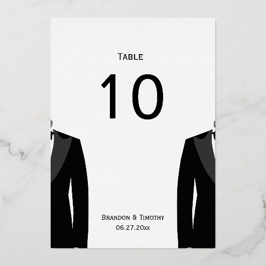 Numéros de table en véritable feuille d'or pour un (Verso)