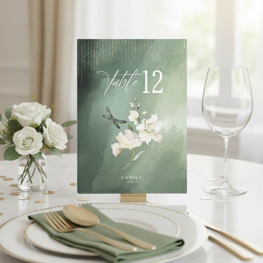 Numéros de table Fleuris Libellule Sweet 16 ID1310