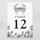 Numéros de table Fleurs Gothiques de Crânes (Devant)