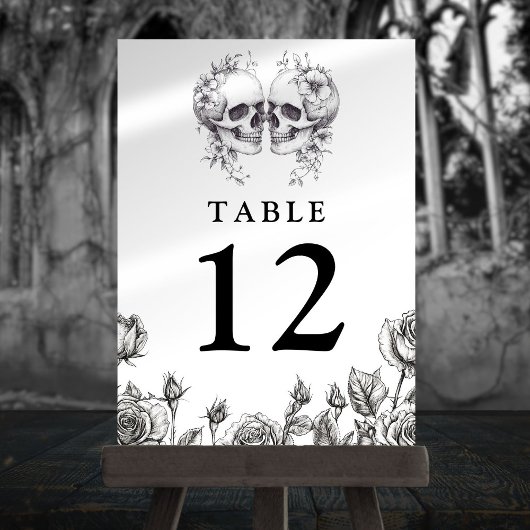 Numéros de table Fleurs Gothiques de Crânes