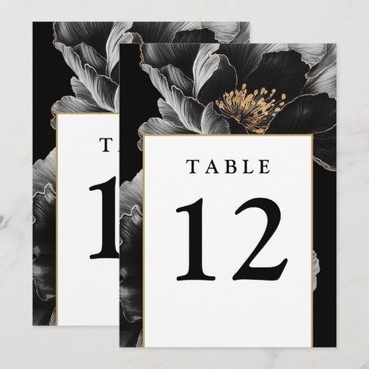 Numéros de table floral chic moderne (Devant / Derrière)