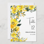 Numéros de table floraux botaniques d'été jaune or (Devant)