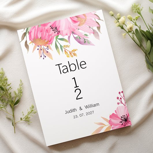 Numéros de table floraux de jardin botanique à l'a