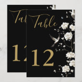 Numéros de table floraux en chinoiserie noir et or (Devant / Derrière)