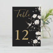 Numéros de table floraux en chinoiserie noir et or (Debout devant)