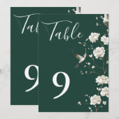 Numéros de table floraux en chinoiserie vert émera (Devant / Derrière)