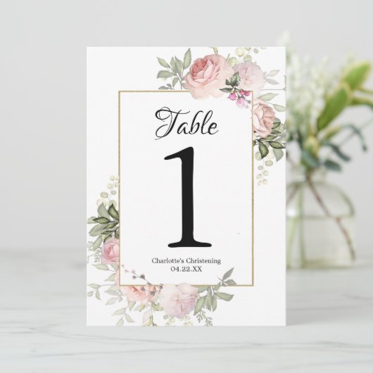 Numéros de table floraux roses (Debout devant)