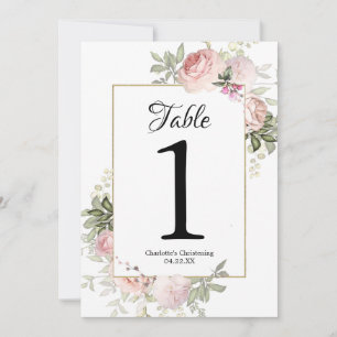 Numéros de table floraux roses