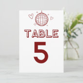 Numéros de table géants rétro disco funky rouges (Debout devant)
