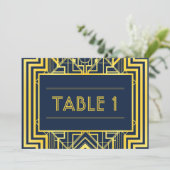 Numéros de table géométriques Navy & Or (Debout devant)