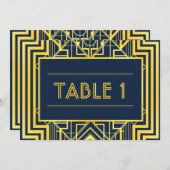 Numéros de table géométriques Navy & Or (Devant / Derrière)