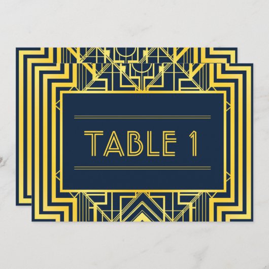 Numéros de table géométriques Navy & Or (Devant / Derrière)