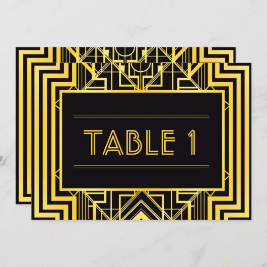 Numéros de table géométriques noir et or (Devant / Derrière)