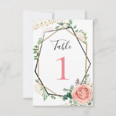 Numéros de table géométriques roses en or moderne (Dos)