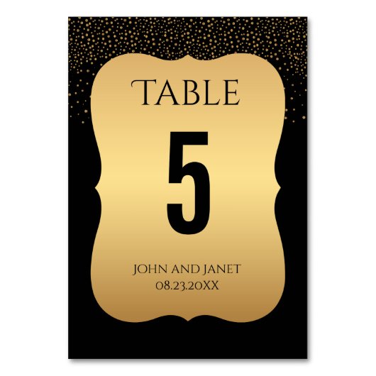 Numéros de table Gold et Black (Dos)