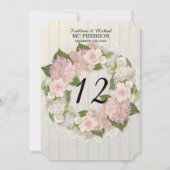 Numéros de table Hortensia rose Dentelle rustique  (Dos)