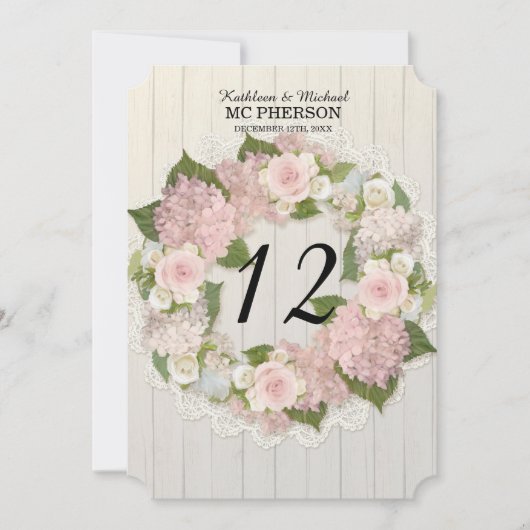 Numéros de Table Hydrangea Rose Broderie Anglaise  (Devant)