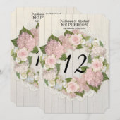 Numéros de Table Hydrangea Rose Broderie de Dentel (Devant / Derrière)