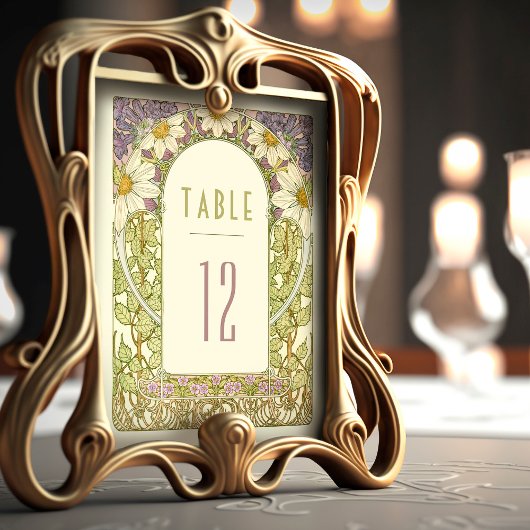 Numéros de table Lavande Daisy Art Nouveau Vintage