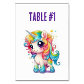 Numéros de table Licorne Arc-en-ciel pour placemen (Dos)