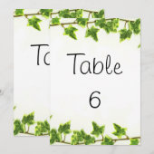 Numéros de table - Lierre vert (Devant / Derrière)