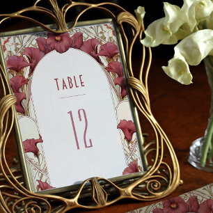 Numéros de table Lily Art Nouveau Mariage Vintage