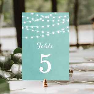 Numéros de table Mariage Aqua String Lights