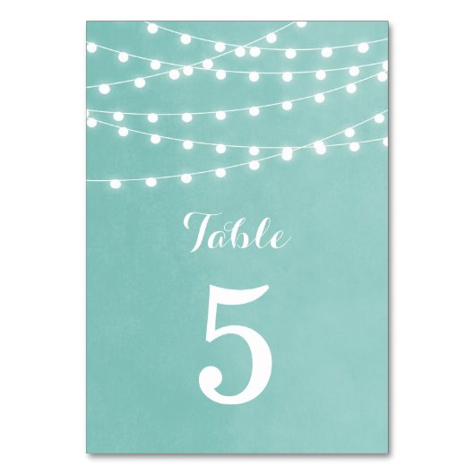 Numéros de table Mariage Aqua String Lights (Par défaut)