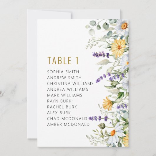 Numéros de table Mariage Chamomile & Eucalyptus (Devant)