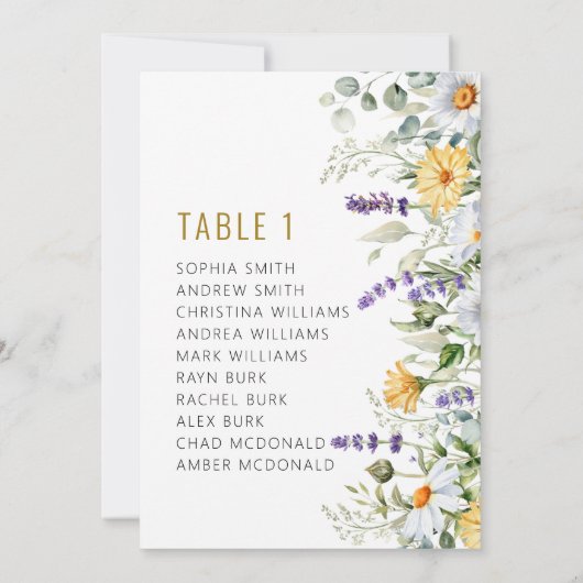 Numéros de table Mariage Chamomile & Eucalyptus (Dos)