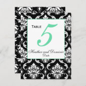 Numéros de table Mariage damassé élégants (Devant / Derrière)
