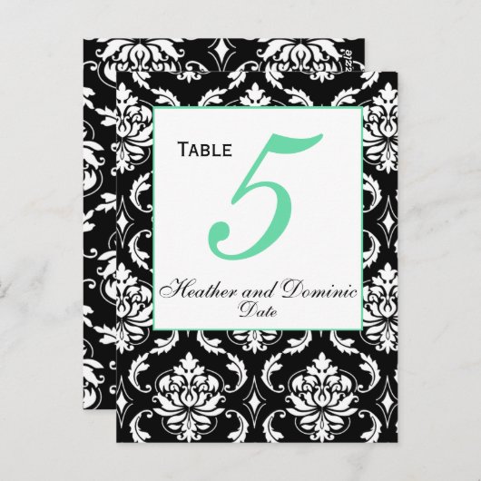 Numéros de table Mariage damassé élégants (Devant / Derrière)