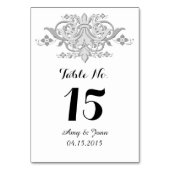 Numéros de table mariage damassé gris argent damas (Dos)