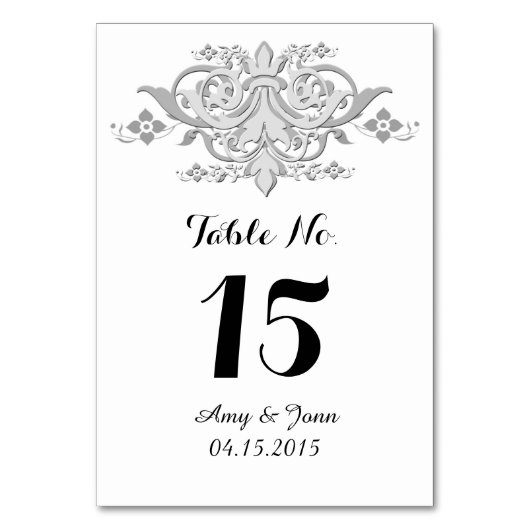 Numéros de table mariage damassé gris argent damas (Par défaut)
